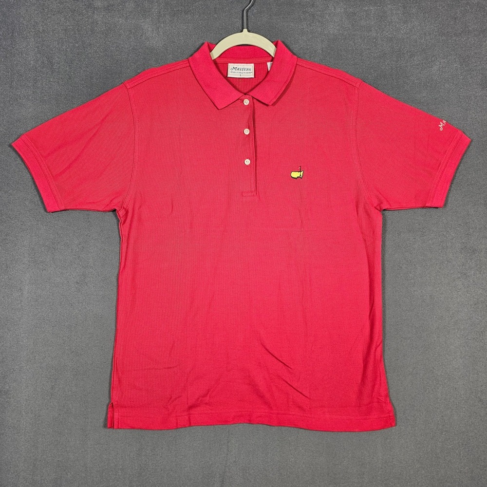 Masters Collection Polo Shirt Women Large Red Short Sleeve Cotton Golf Logo